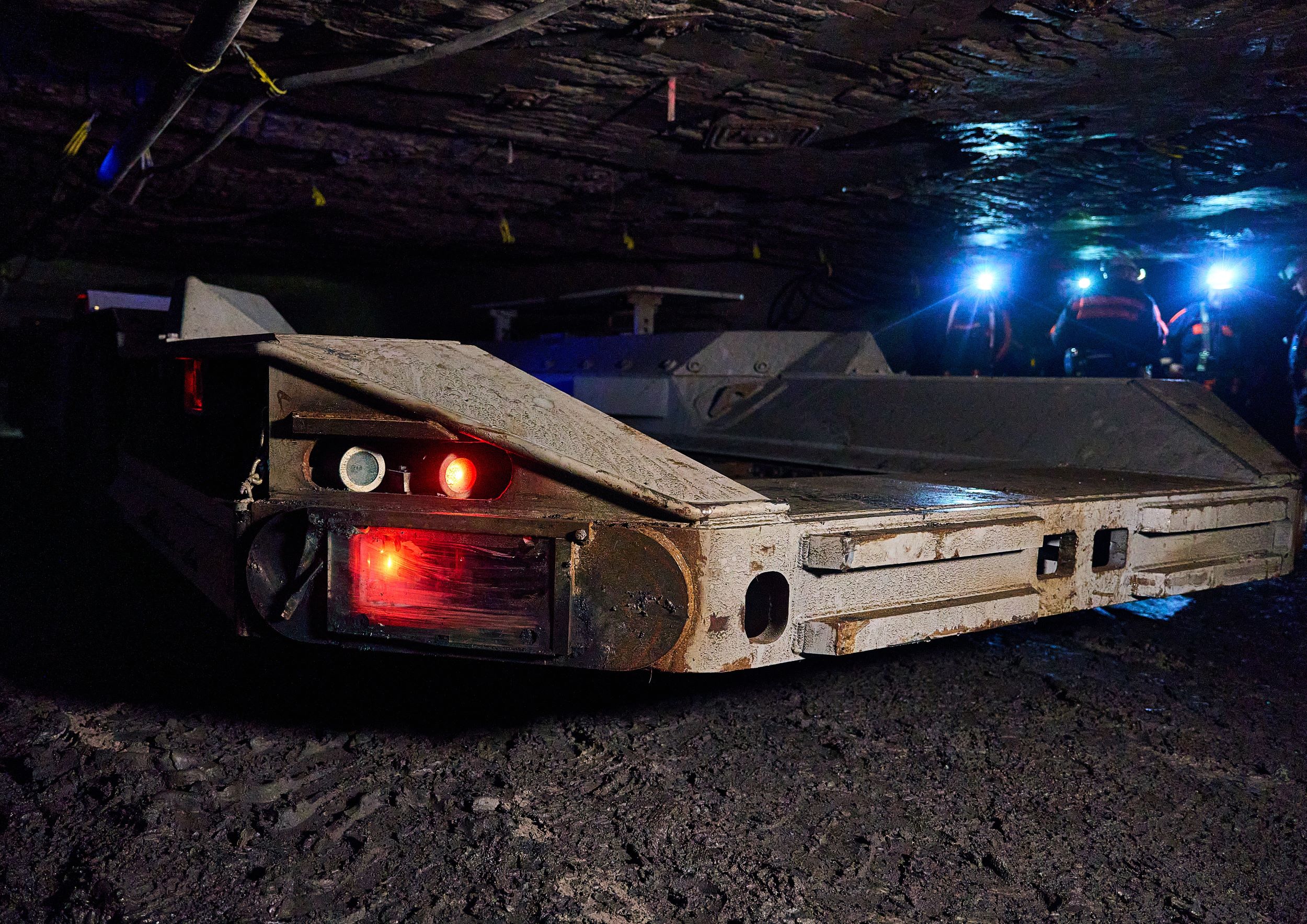 Sensors on the front of a shuttle car